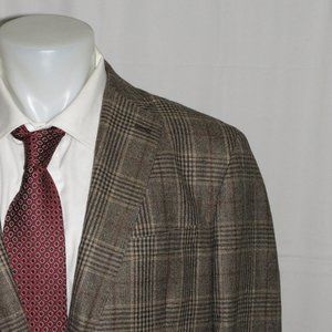 Cantarelli Brown Plaid Loro Piana Cashmere Blend Two Blazer 48R NWT $1395